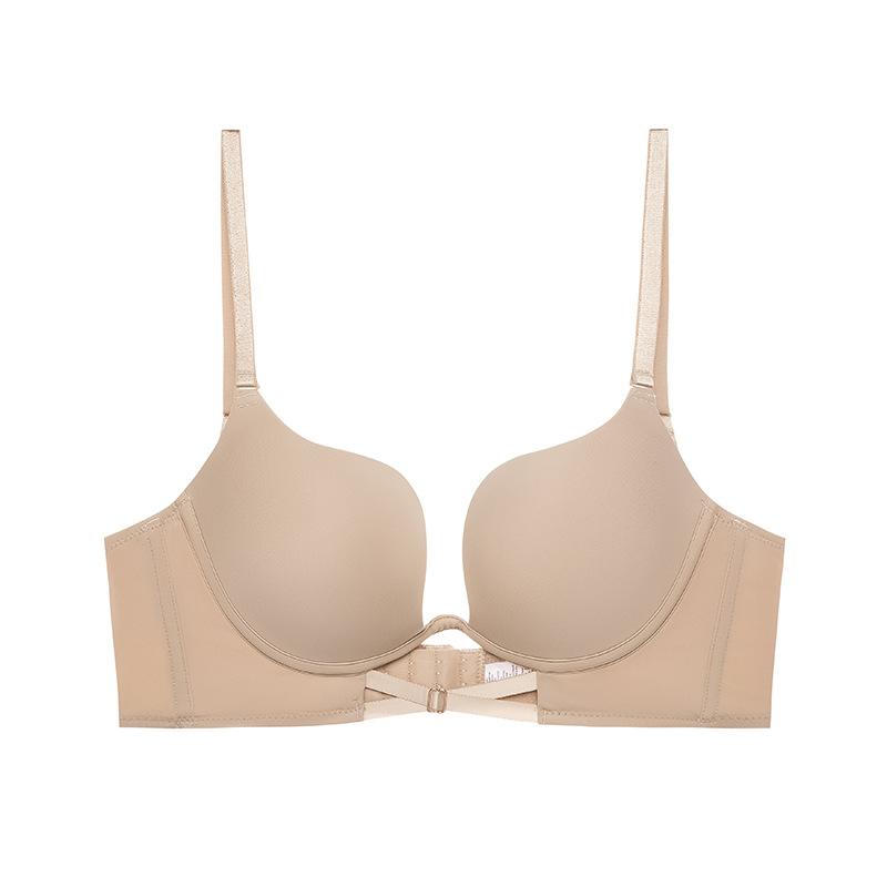 Traceless Bra Women Thick Cup Beautiful Back Invisible Underwear Glossy Sexy Gathering U-shaped Open Back Bra Women European and American Bra