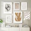 Абстрактные линии лица Галерея искусства Постер Бежевый Черный Холст Картина Модные Бохо Картины Декор Стены Комнаты Интерьер Украшения Дома