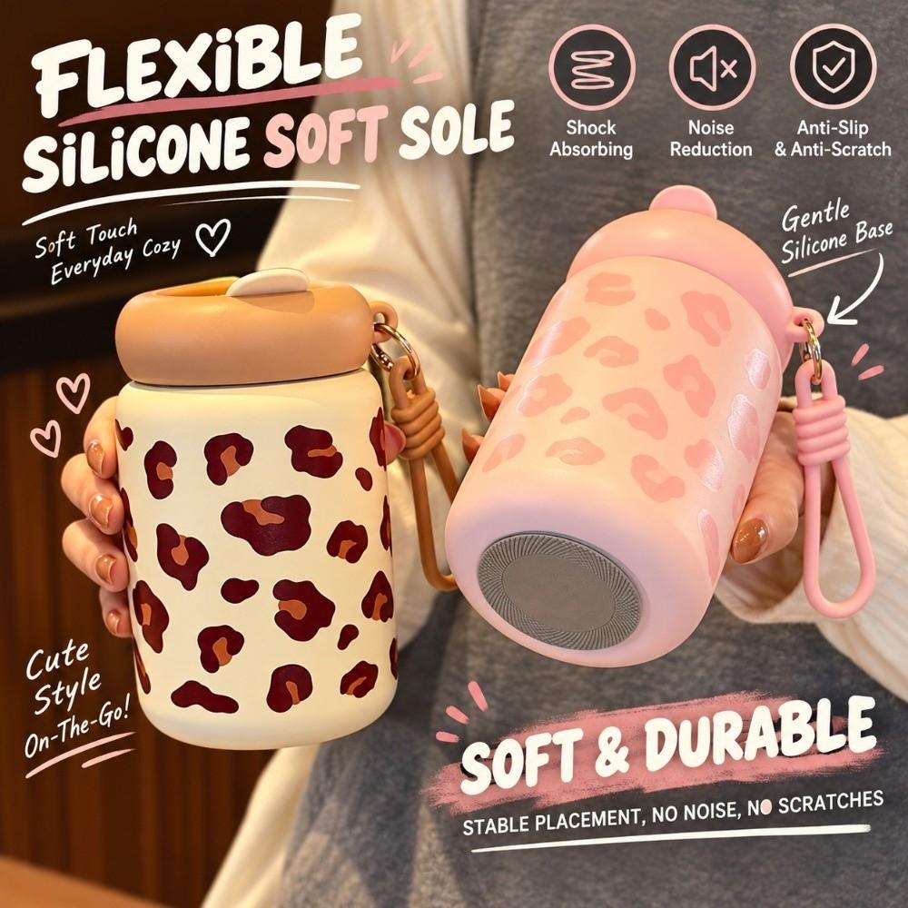 Leopard Print Stainless Steel Tumbler 360ml Portable Insulated Mug Office, Students, Etc