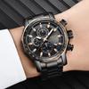 LIGE Mens Watch 6 Hands Multifunction Quartz Wristwatch Waterproof Calendar Steel Band Business Casual Watches for Men Silver
