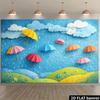 2D Plane Rainy Day Paper Art Umbrella Background Fabric - Three-Dimensional Paper Cutting Umbrella Theme