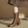 Светлый человек дом коричневые короткие ботинки женские 2025 новые весенне-осенние зимние на толстой подошве ботинки Мартин британский стиль эластичные тонкие ботинки