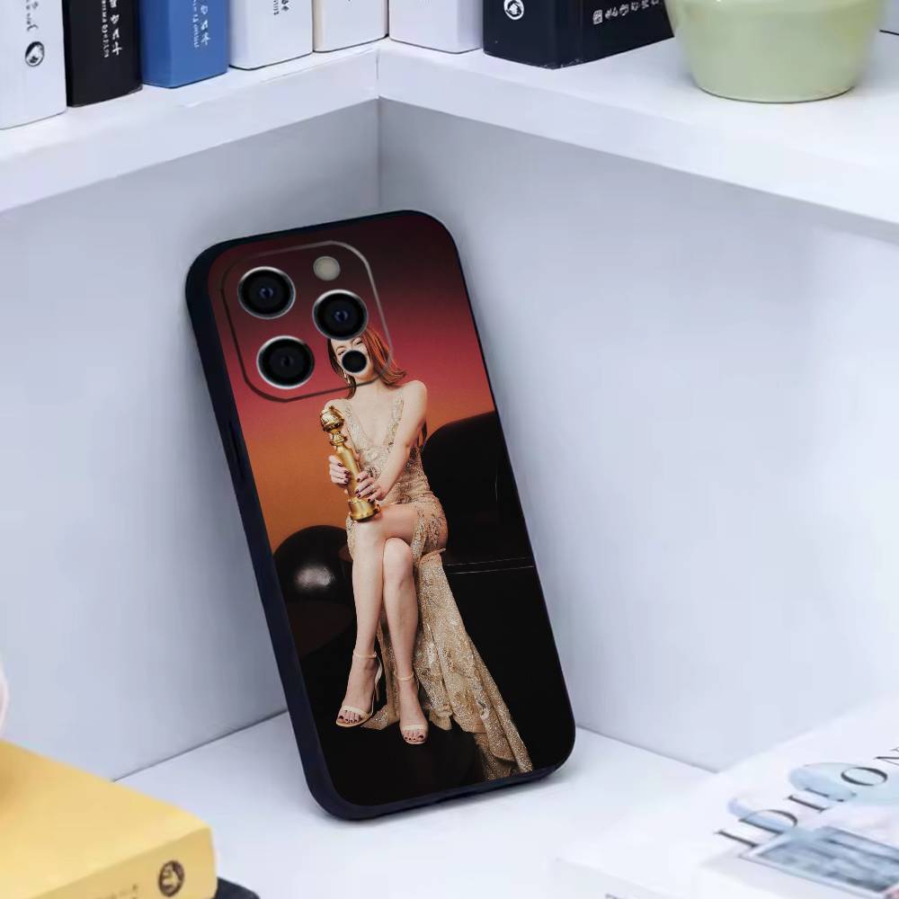 Actor Emma Stone Phone Case For iPhone 17, 16,15,14,13,12,11 Plus,Pro Max, Others Soft Black Cover