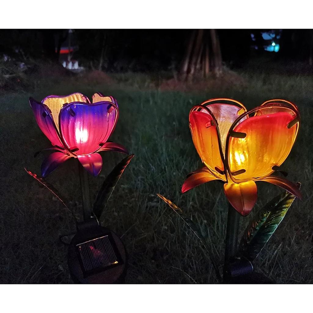 Солнечные фонари Открытый декоративный цветочный сад Огни Декор Стекло Лепесток Металл