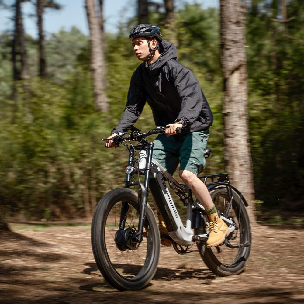 Shengmilo Электрический горный велосипед S600 48 В 840 Вт·ч, два двигателя 2000 Вт, 26-дюймовый двухподвес, гидравлические тормоза, ЖК-дисплей, серый, запас хода 60 км, скорость 45 км/ч