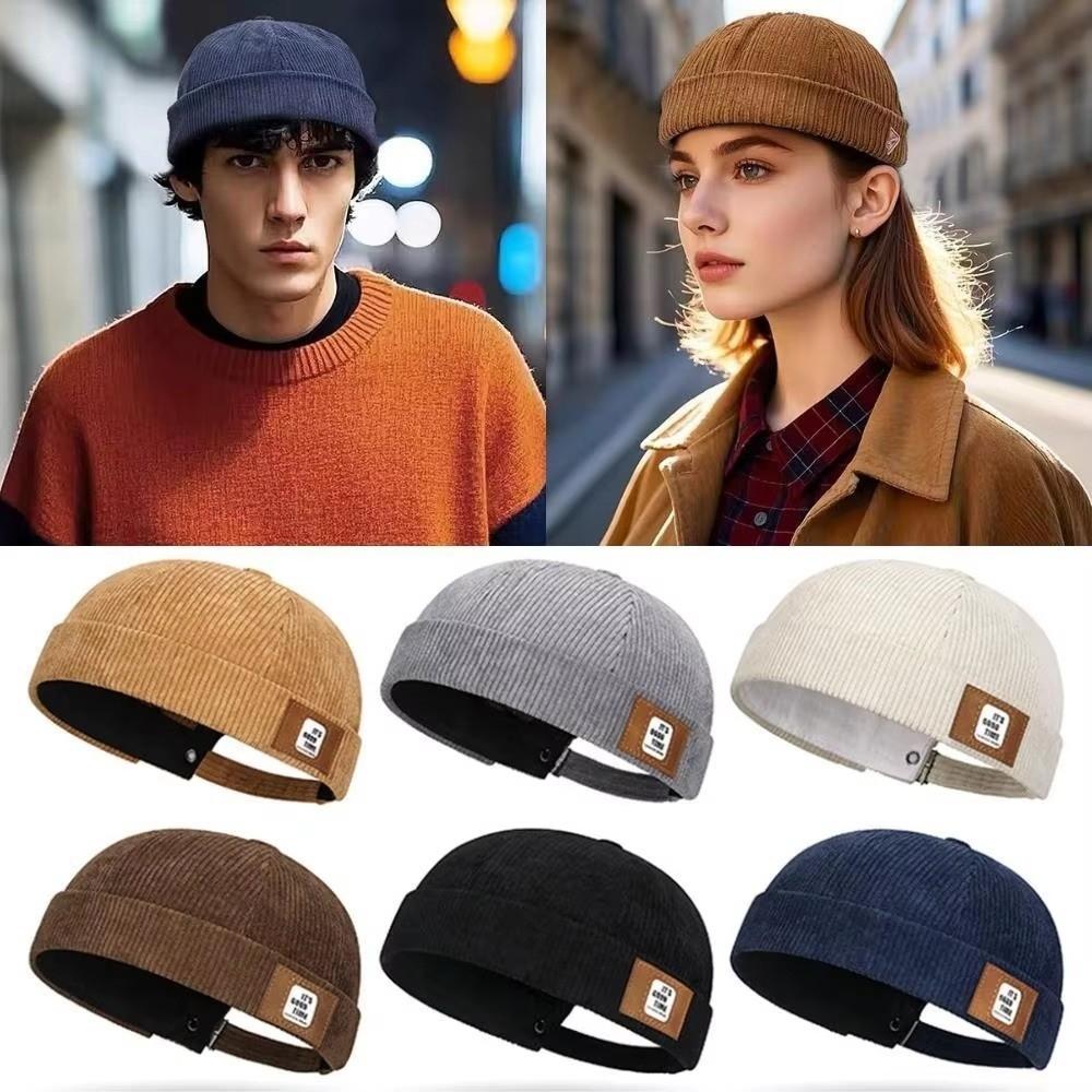 Adjustable Brimless Hat Solid Color Vintage Dome Hat New Landlord Hat Winter