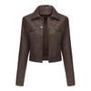 Spring and Autumn Women's New Thin Leather Jacket with Multiple Pockets Cardigan Casual Jacket Fashion Coat