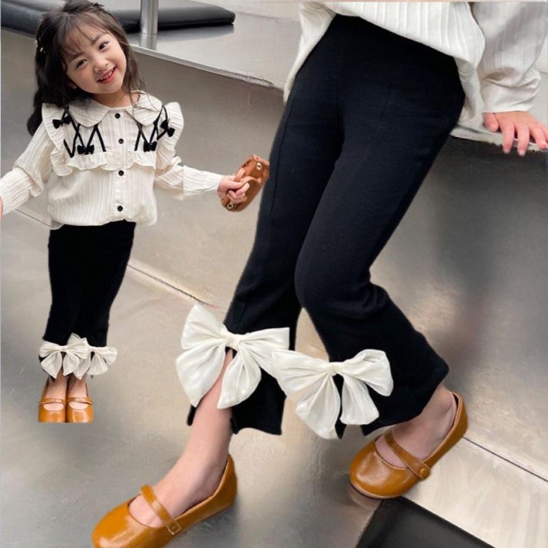 Детские расклешенные брюки для девочек, Новое поступление, детские повседневные хлопковые леггинсы для детей от 2 до 8 лет, детские осенние школьные брюки для маленьких девочек