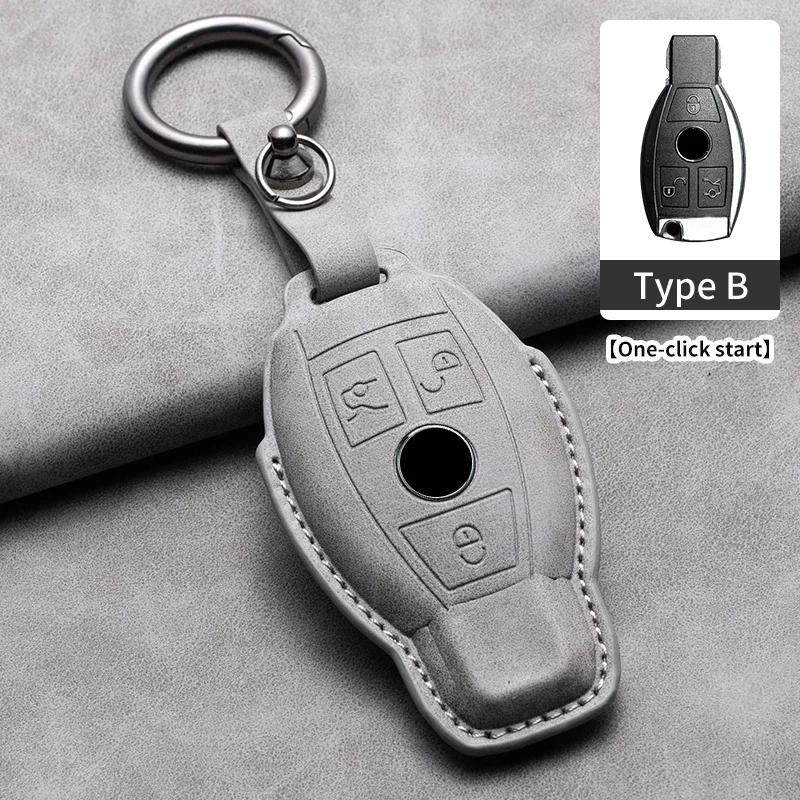 Car Key Cover for Mercedes Benz A C E S G Class GLC CLE CLA W177 W205 W213 W222 X167 AMG Leather Car Key Protective Cover