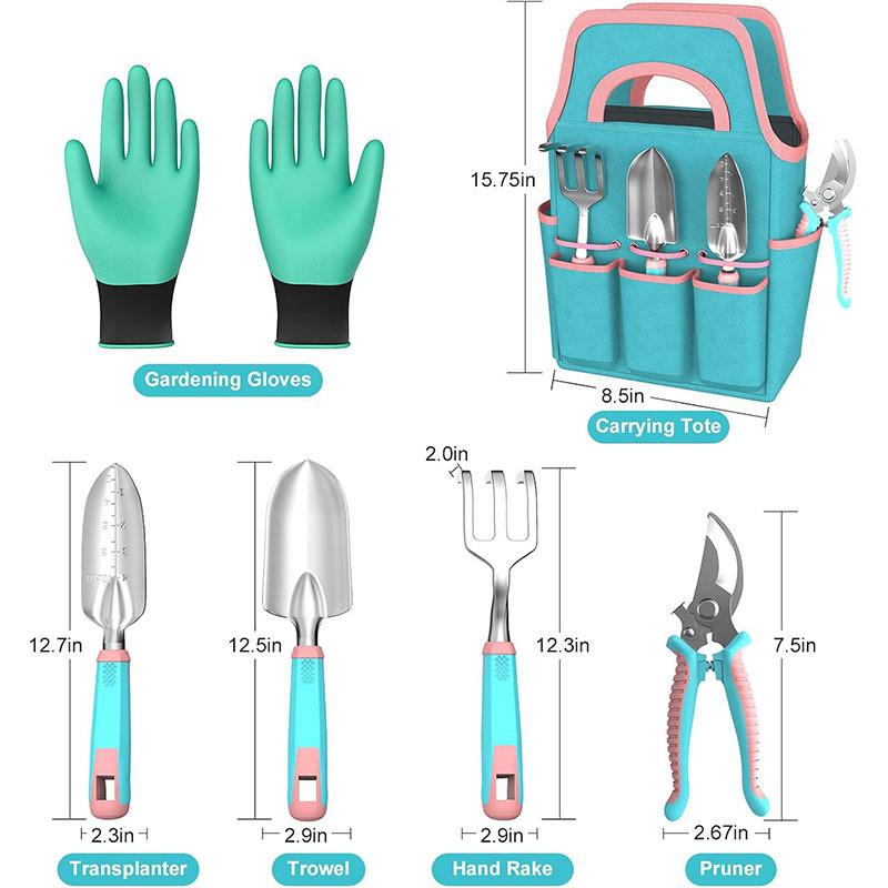 Macaron Garden Tool Set, 12 PCS Gardening Tools with Stainless Steel Trowel Rake, Lightweight Durable for Home Yard Planting