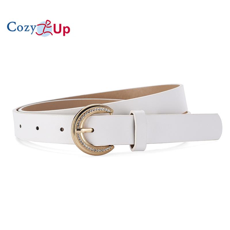 Rhinestone Inlaid Gold Buckle Elegant Decoration Ladies Belt All-match Down Jacket Jeans Belt