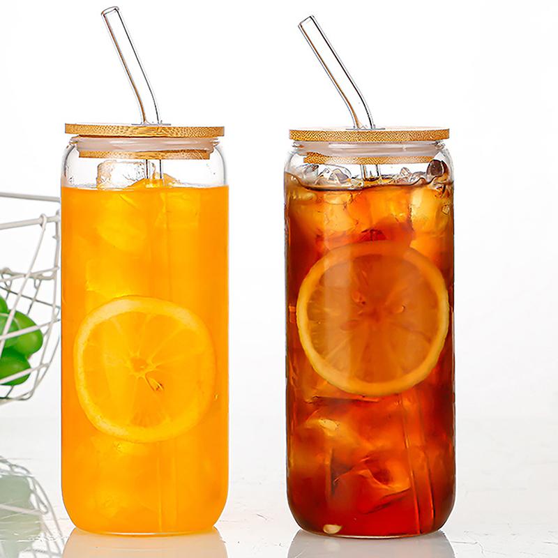 16 унций стеклянная чашка с крышкой и прозрачной трубочкой чашка для чая с пузырьками стеклянная пивная банка молочные чашки мокко набор кружка для завтрака посуда для питья