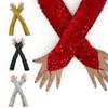 Fingerless Sequins Gloves Creative Shinning Mittens Sexy Creased Long Gloves  Cosplay Costume