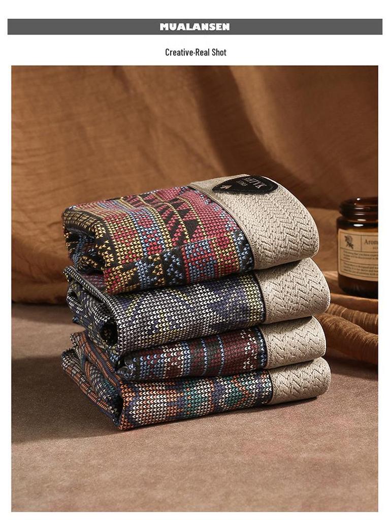 Мужские боксеры из чистого хлопка в этническом стиле - Удобные, дышащие, средней посадки, в американском стиле легкой роскоши