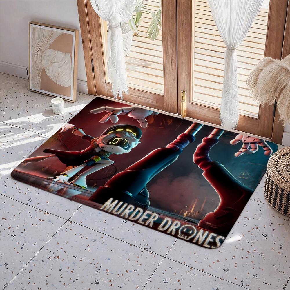 M Murder Drones Floor Mat Eco  Flannel Doormat Non Slip Odorless Indoor Floor Rug Soft Short Plush Home Mat