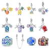925 Silver Original Travel Vacation Style Airplane Suitcase Pendant Beads DIY Style Jewelry Beaded Bracelet Jewelry Gift