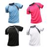 Мужская летняя спортивная футболка с коротким рукавом и круглым вырезом, впитывающая пот, быстросохнущая, мягкая, дышащая, контрастного цвета, эластичная рекламная рубашка, спортивный топ