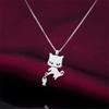 Simple Creative Cute Kitten And Fish 925 Sterling Silver Jewelry Fashion Animal Popular Cat Clavicle Chain Necklaces XL069