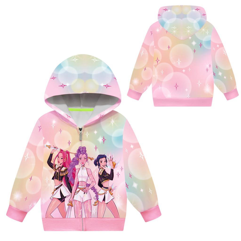 Худи для девочек 3D Мультяшная куртка Толстовка Музыкальная на молнии с капюшоном с длинным рукавом Топы