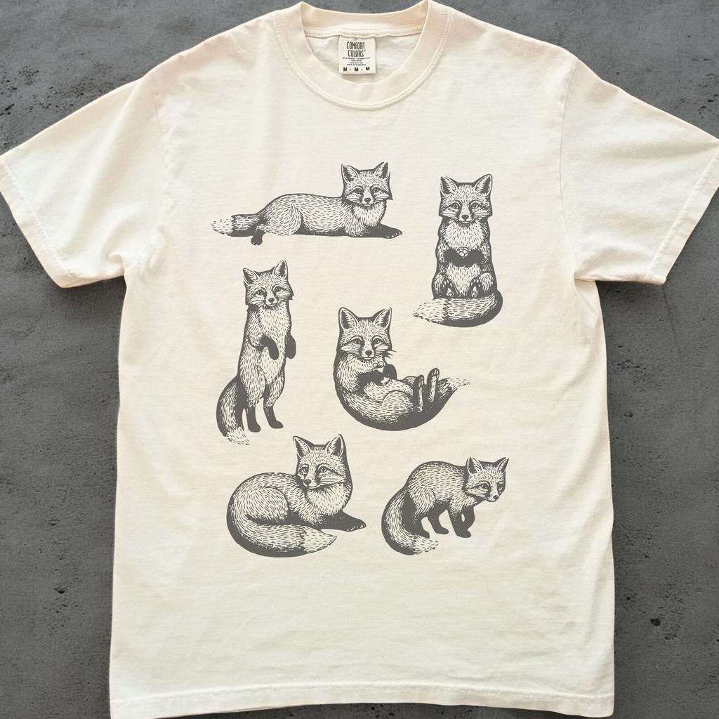 Fox Shirt, Vintage Fox Graphic Tee, Comfort Colors Animal Lover Shirt, Woodland Animal T shirt, Cottagecore Nature Gift for Fox Lover