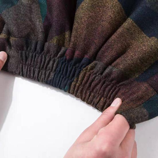 Шерстяная юбка, эластичная, высокая талия, большой подол, макси-юбка с карманами, клетчатый узор, юбка-трапеция, осень-зима, повседневная одежда