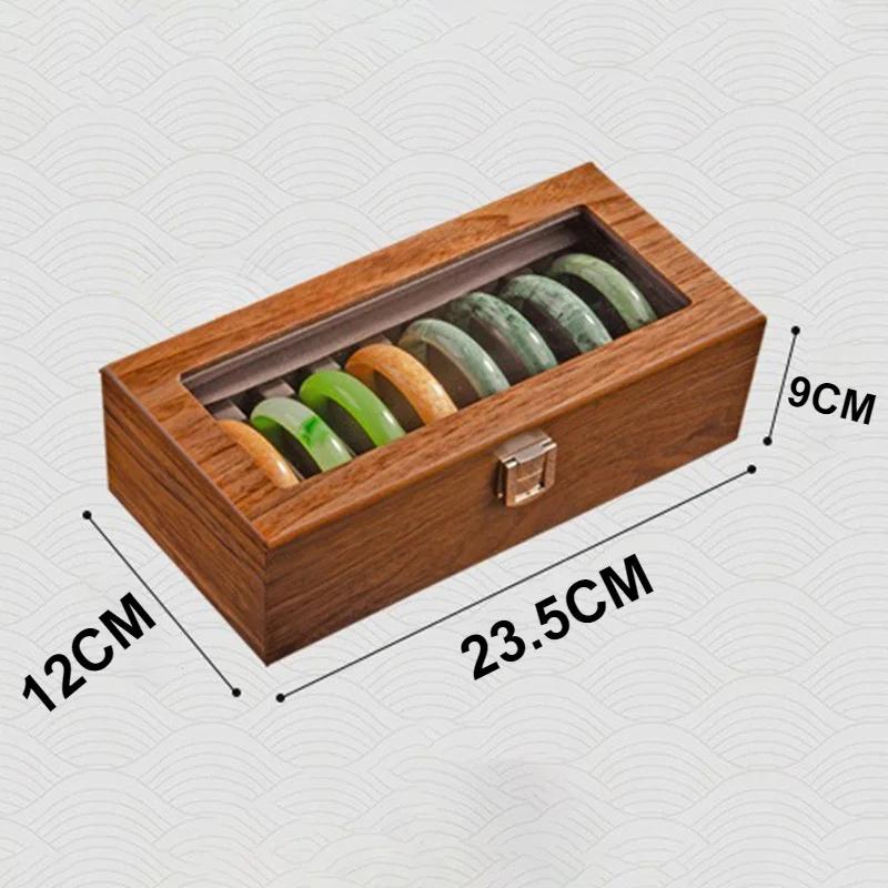 Большая шкатулка для хранения браслетов из орехового дерева, винтажная, роскошная, витрина, держатель для браслетов, прозрачный дисплей, женские украшения, органайзер для украшений, шкатулка, принадлежности