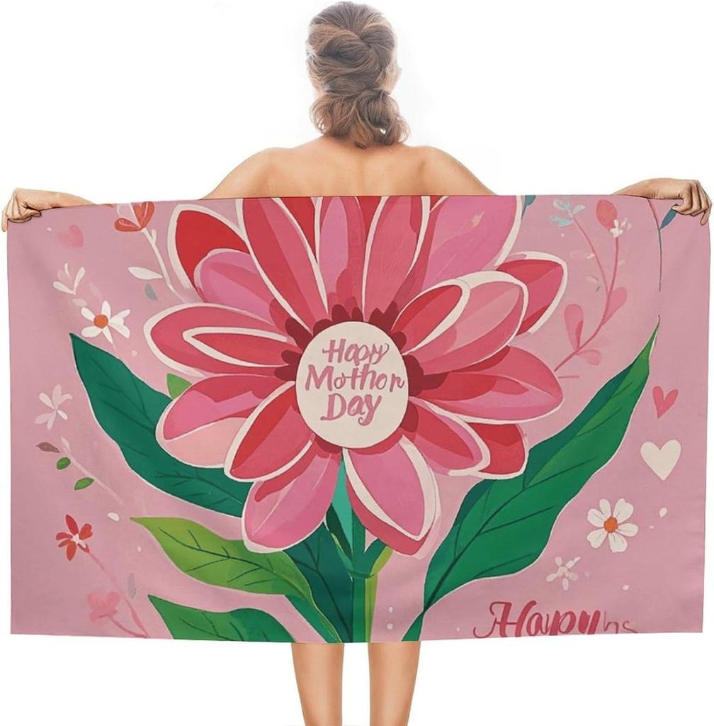 Happy Mother Day Beach Towels Mother's Day Towel Microfiber Quick-Dry Beach Towel For Yoga Tourism Beach GYM Camping Swimming