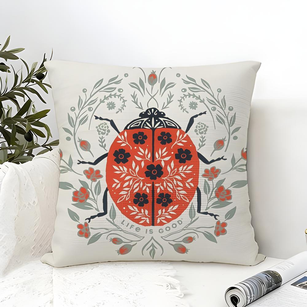 Colorful Plant And Insect Home Prints Pillow Case Cotton Linen Fabric Square Zipper Pillowcase Home Decorative Living Room