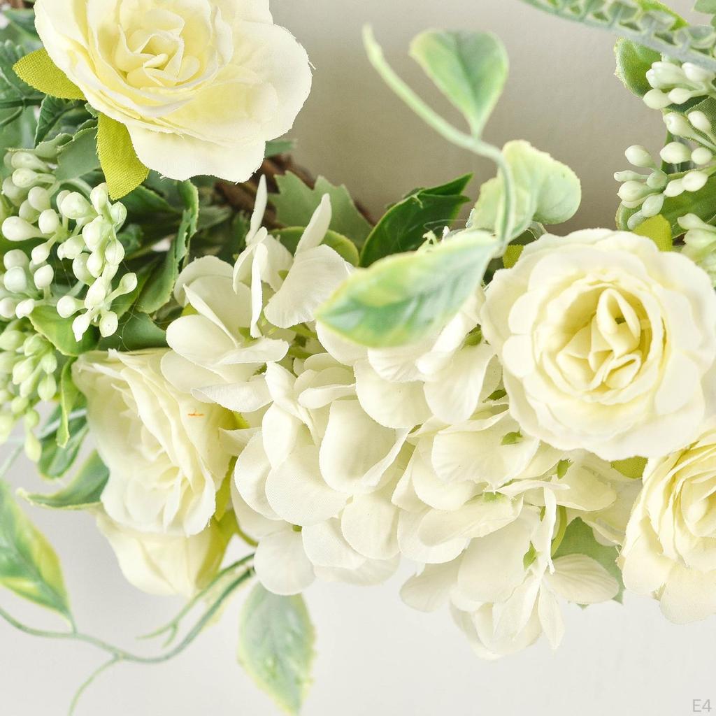 Венок из искусственных цветов 13 дюймов, весенний, для входной двери, зелень, подвесная гирлянда, для помещений и улицы