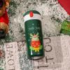 Christmas Straw Thermos Cup Santa Elk Insulation Cup Stainless Steel Thermos Bottle Student Vacuum Flasks Water Bottle Xmas Gift
