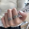 VENTFILLE Silver Color Geometric Hollow Leaves Cross Braided Line Ring Fashion Retro Jewelry Accessories 925 Stamp Dropship