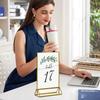 Acrylic Sign Holder Double Sided Gold Picture Frame Tabletop Stand Up Sign Holder Clear Display Stand for Flyer Menu Wedding Table Number Holder