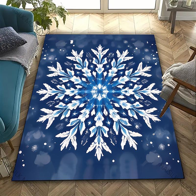 3D HD Printing Snowflake Printed Carpet,Rug for Living Room Bedroom, Office Large Areas,Durable Machine Washable Mat Nice Gifts