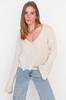 Women's Fashionable Stylish Sweater Stone Wool Wide Fit Crop Basic Knitwear Sweater