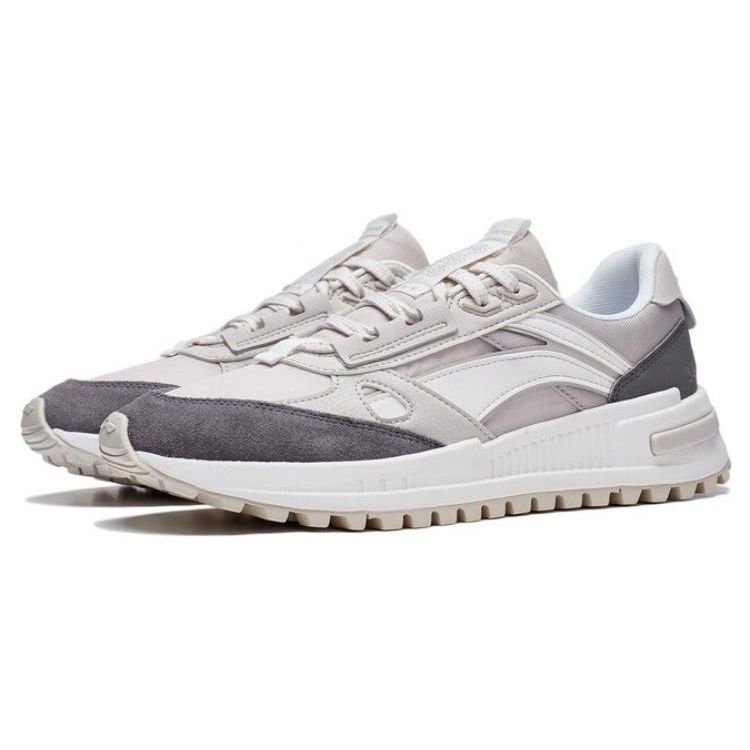 Li Ning Cheng Feng 2.0 Ткань Синтетическая кожа Нескользящая Износостойкая Низкая Спортивная Повседневная Обувь Мужские Кроссовки Wind-Bell-Gray AGCT155-2