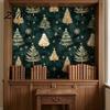 Luxury Gold And Green Wall Paper Christmas Tree Sticker, 150/300cm Peel Stick Wallpaper, Easy Apply PVC Sticker Removable Decal for Living Room