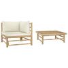 Garden Lounge Set - vidaXL - 2 Pcs - Bamboo - Cream White Cushions - Modular and Elegant