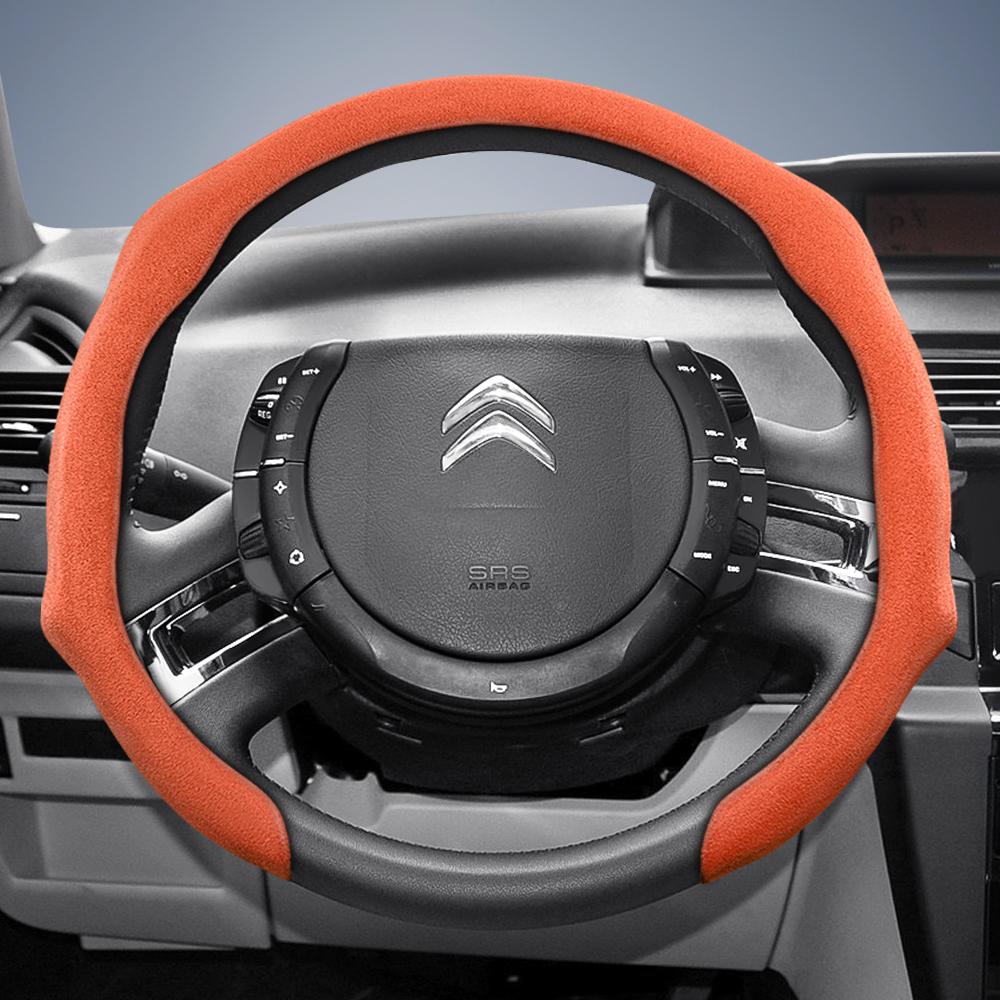 vcxja9 Suitable for Citroen Premium Suede Snap-On Steering Wheel Cover, Non-Slip and Durable, for C3 C4 X Berlingo C5 Aircross Jumper Spacetourer 