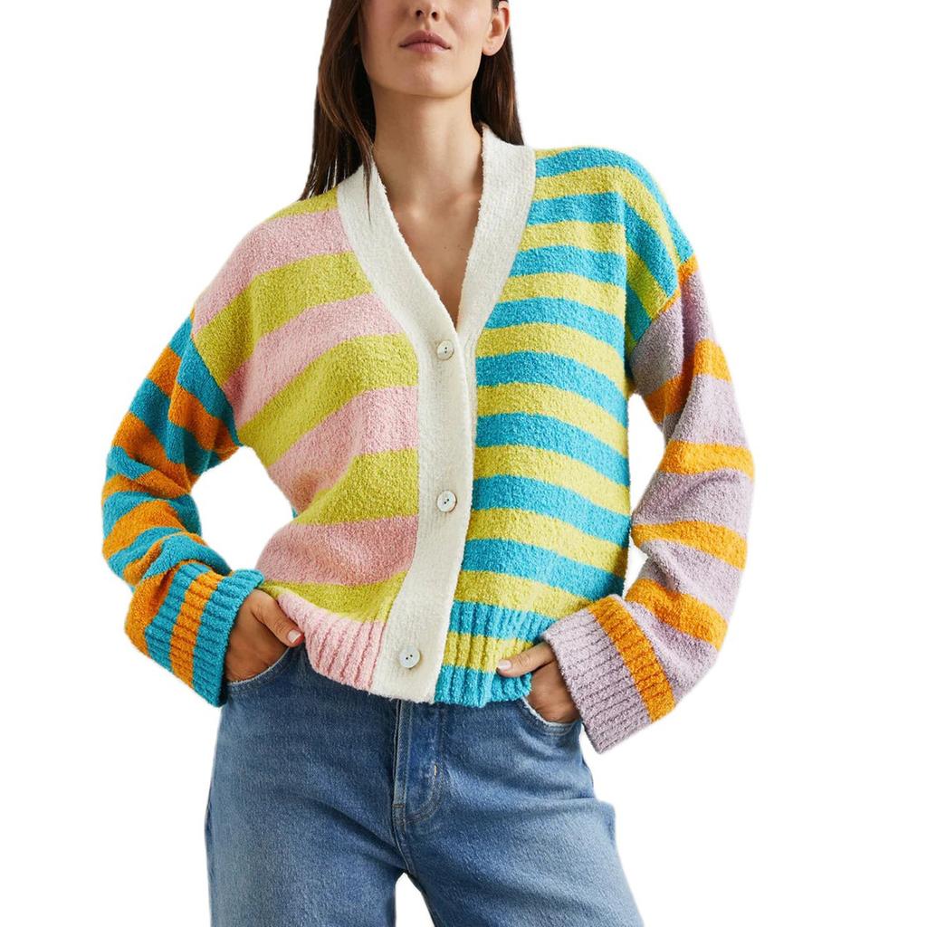 Женский свитер свободного кроя с полосатым принтом больших размеров, осень-зима 2019