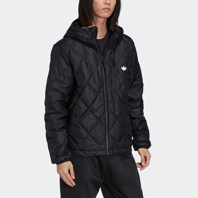 adidas Оригинальный однотонный пуховик с логотипом и капюшоном, мужская верхняя одежда, черный HL9205