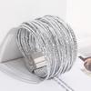 Amorcome Simple Mixed Color Shiny Leather Bracelets for Women Fashion Boho Multilayer Strips Wide Wrap Bracelet Femme Jewelry