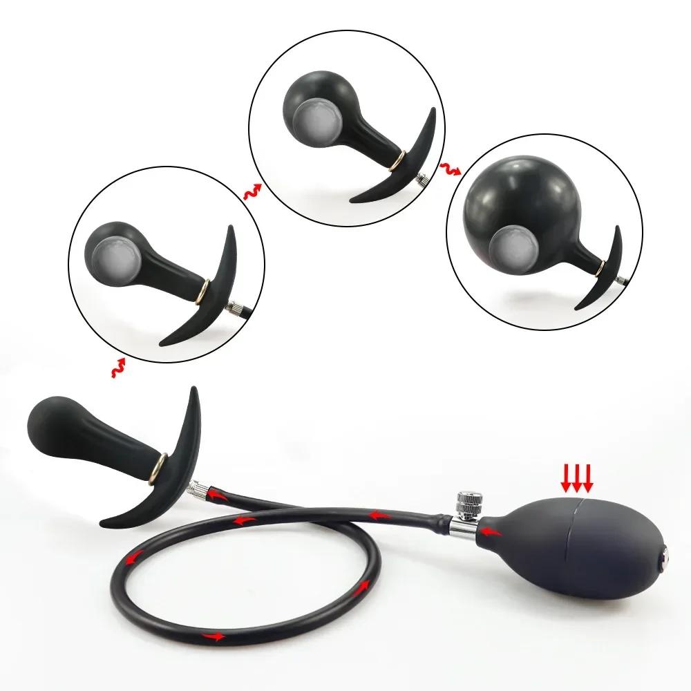 Надувная огромная анальная пробка со встроенным стальным шариком, женский вагинальный анальный дилататор, расширяемый силиконовый массажер простаты, секс-игрушки для мужчин