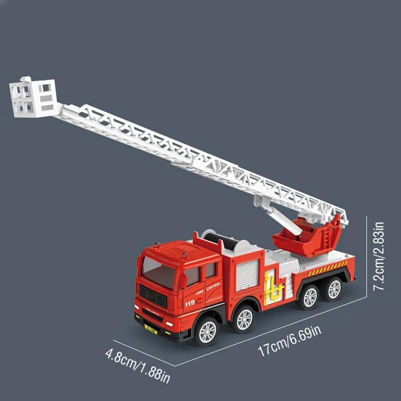 Inertia Fire Truck Models Kids Toy Car Pull Back Sliding Ladder Firetruck Vehicle For Toddler Collection Car Set Kids Boys Gift