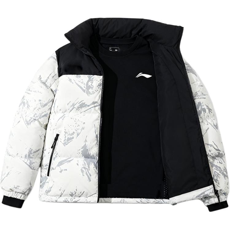 Пуховики Li Ning Унисекс Белый С круглым вырезом Утепленные YYMV213-4+YTLV061-1