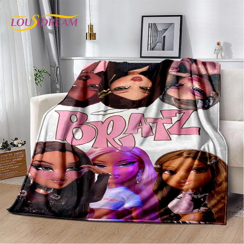 Мультяшная кукла Bratz Детские 3D-печатные мягкие одеяла, Теплое плед-покрывало, Удобное одеяло для пикника, кроватей, дивана, дома, спальни