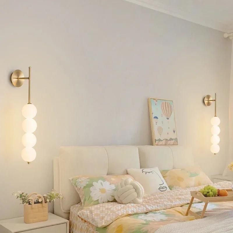 Modern LED Wall Sconce Milk White Globe Warm Light For Living Room Sofa Backlight Bedside Bedroom Corridor Interior Decor Light