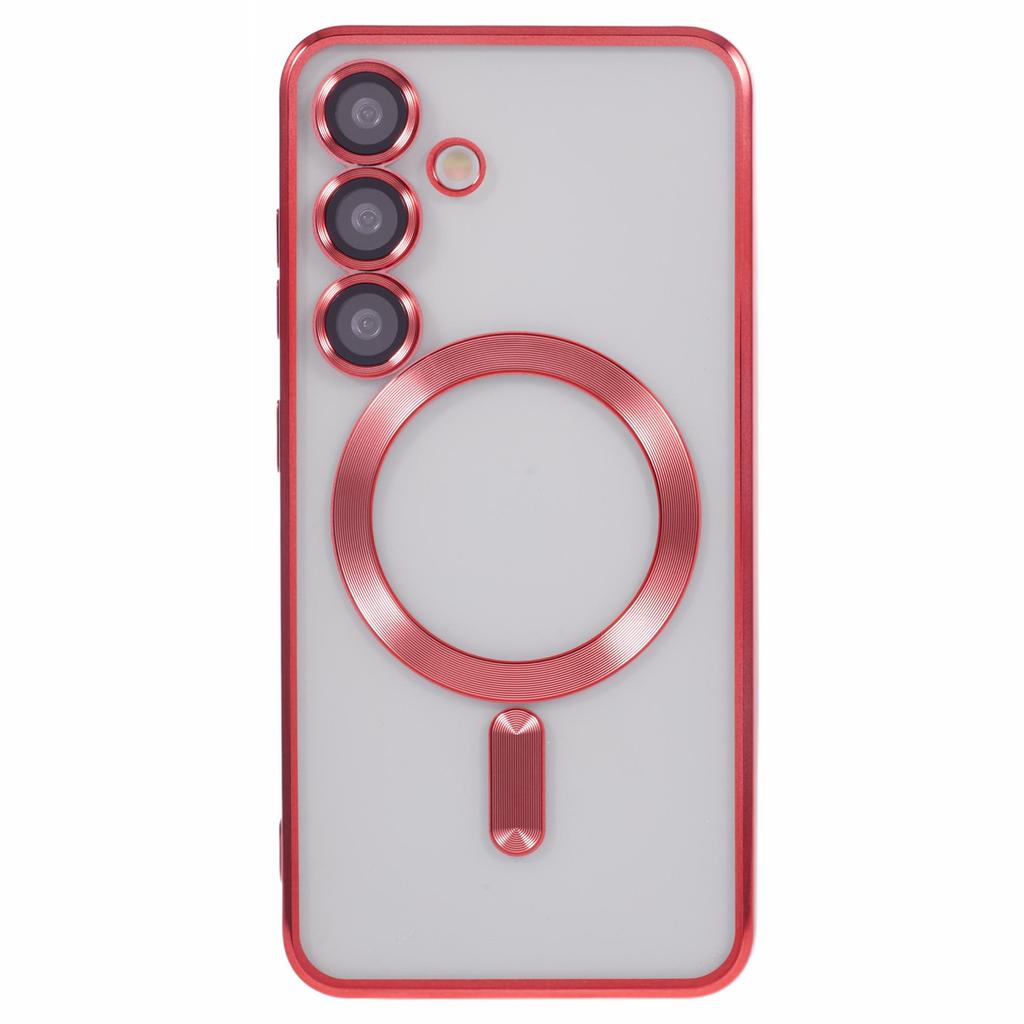 For Samsung Galaxy S24 Magnetic Case Electroplated TPU Phone Cover with Lens Film