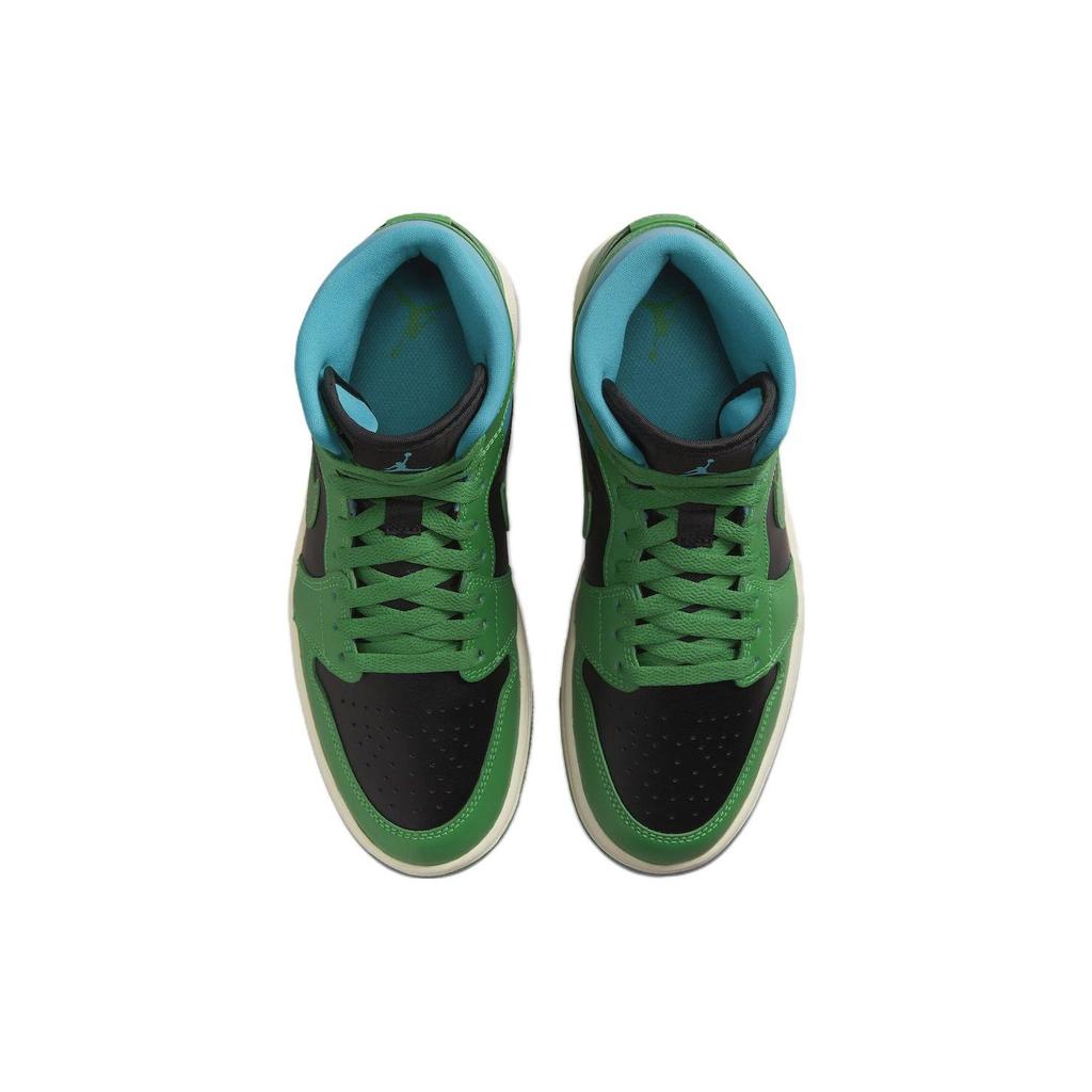 Женские кроссовки Air Jordan 1 Mid Lucky Green Aquatone черные BQ6472-033