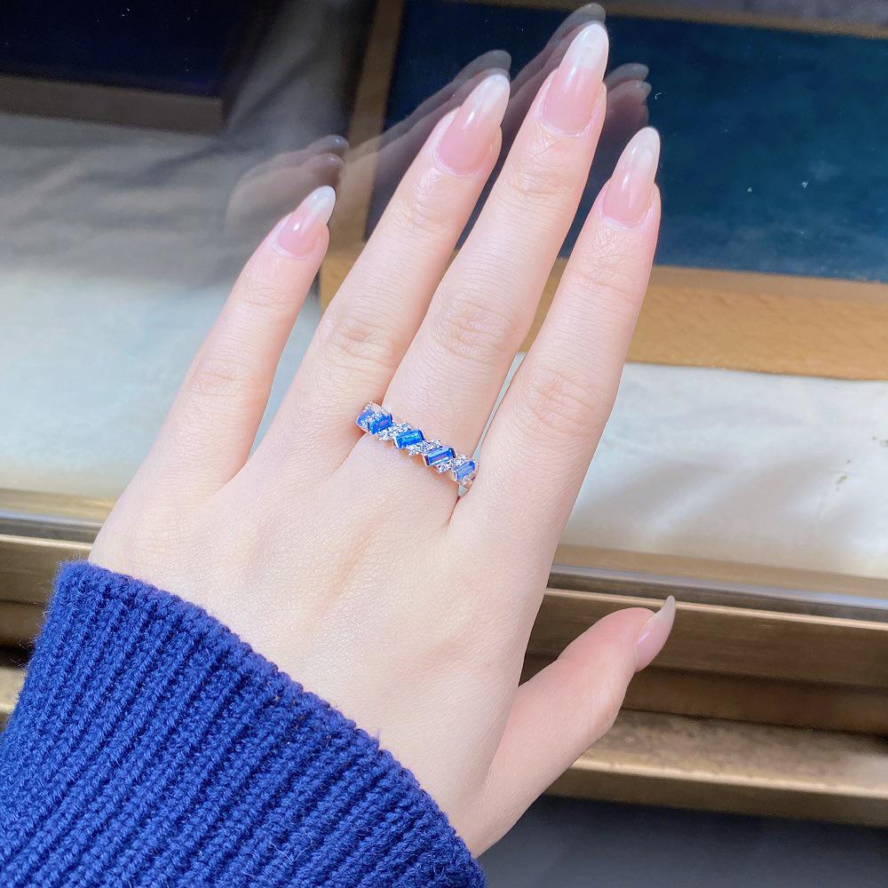 Кольцо-дорожка из стерлингового серебра 925 пробы с аквамарином и цирконом