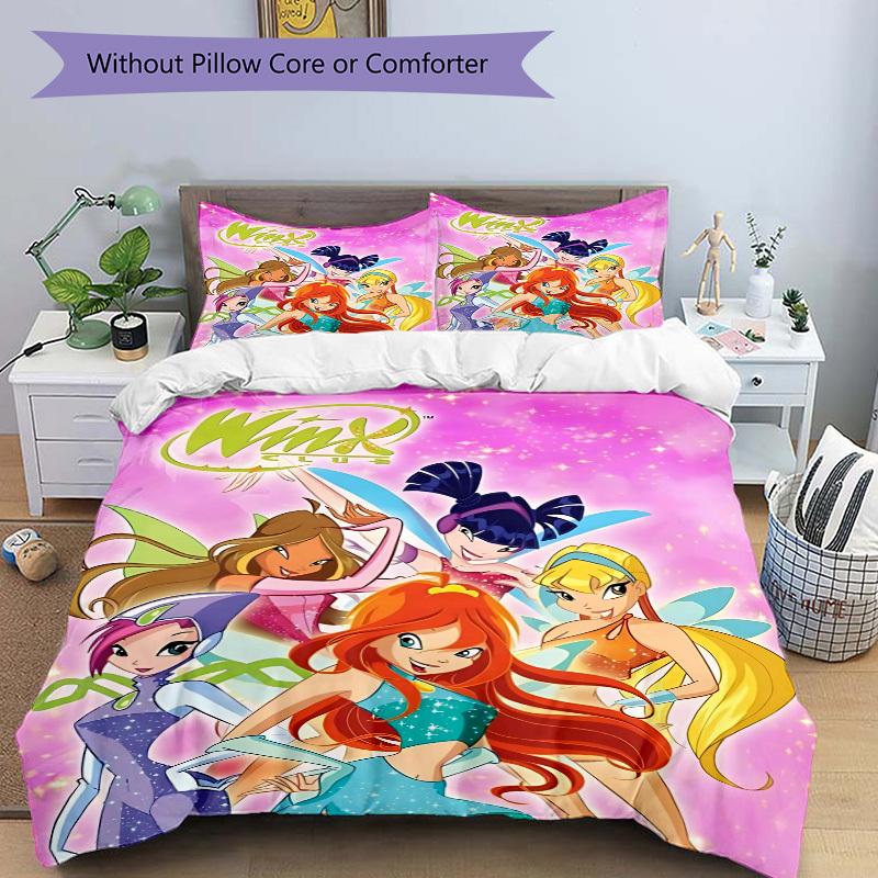 Набор из 3 предметов: пододеяльник и 2 наволочки Winx Club (Без вкладыша), Печать высокого разрешения, Набор для дома и общежития yy251208017